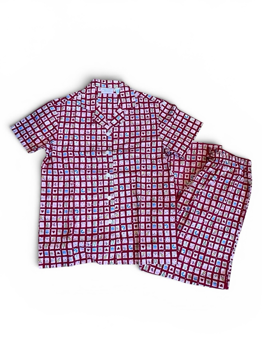 Allison Rhea Y2K Women’s Sz M Cotton Pajama Set Short Sleeve Red Cottage Print